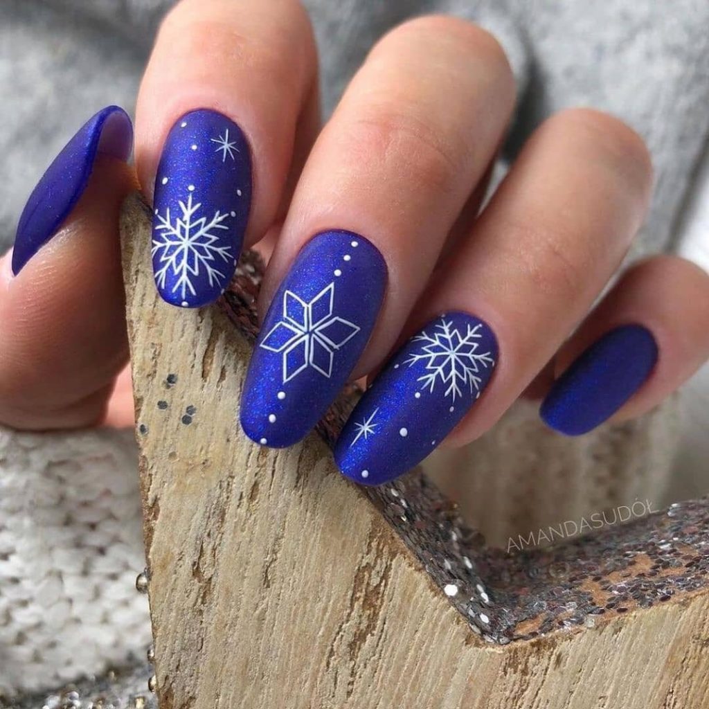 Зимний Дизайн Ногтей В Синем Цвете