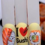 Оформление ногтей для любителей суши с 3Д-рисунками аппетитных угощений из риса и рыбы